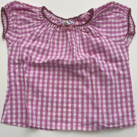 Valeria Paris Pink Plaid Blouse Girls Size 7 - Picture 1 of 4